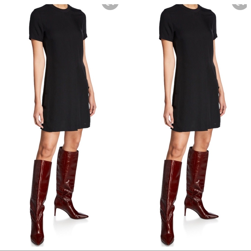 Rag & Bone Aiden Dress Leather Trim Neck